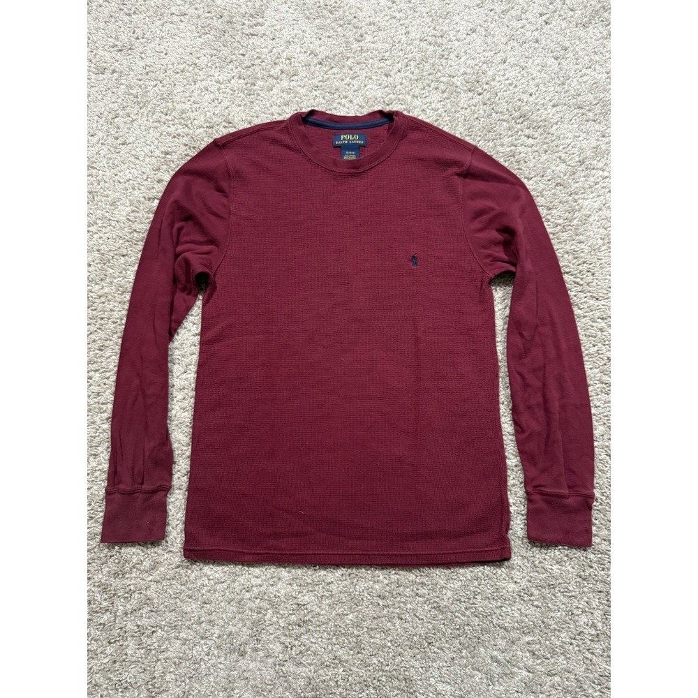 Polo Ralph Lauren Pullover Sweater Crew Neck Men's M Long Sleeve Burgundy - Picture 2 of 7